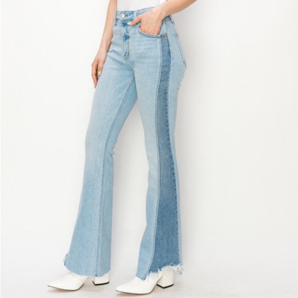 Boot Cut High Rise Side Stripe Stretch Denim